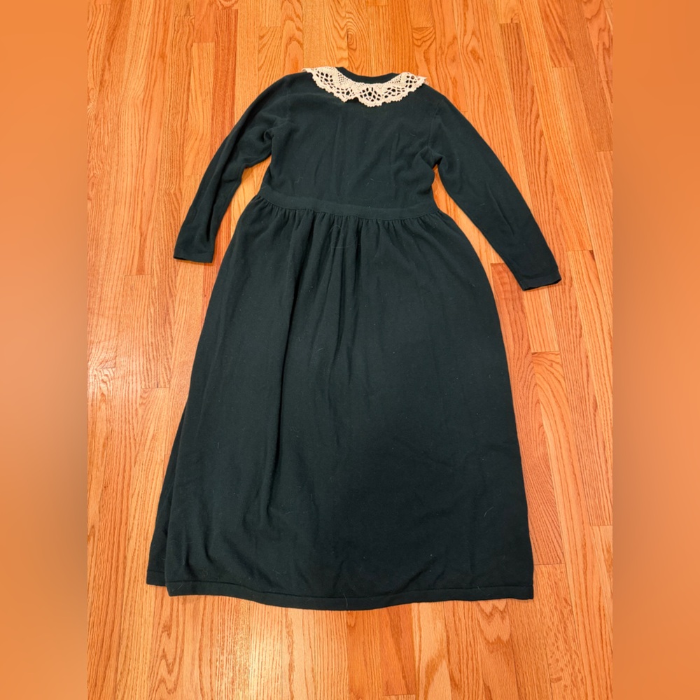 United Colors Of Benetton Dark Green  Maxi Dress with White Lace Collar - Picture 5 of 5
